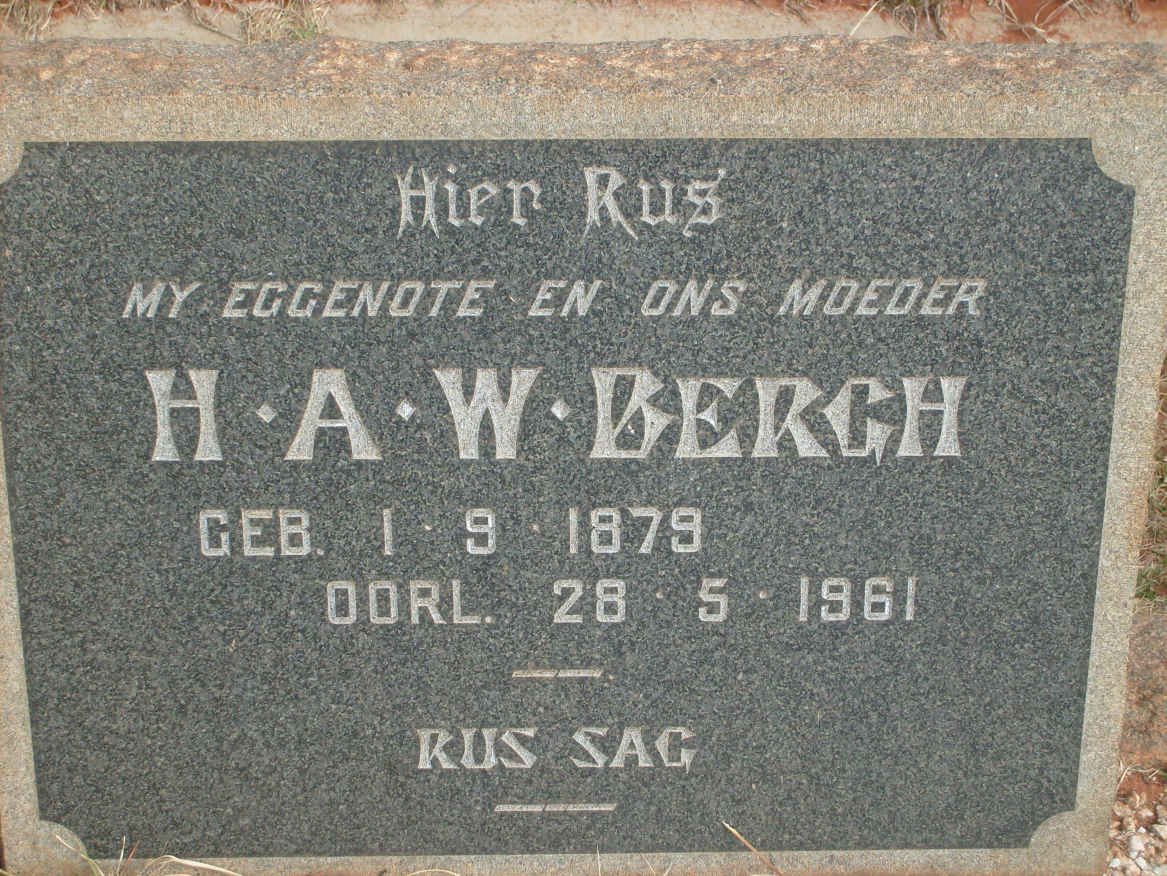 BERGH H.A.W. 1879-1961