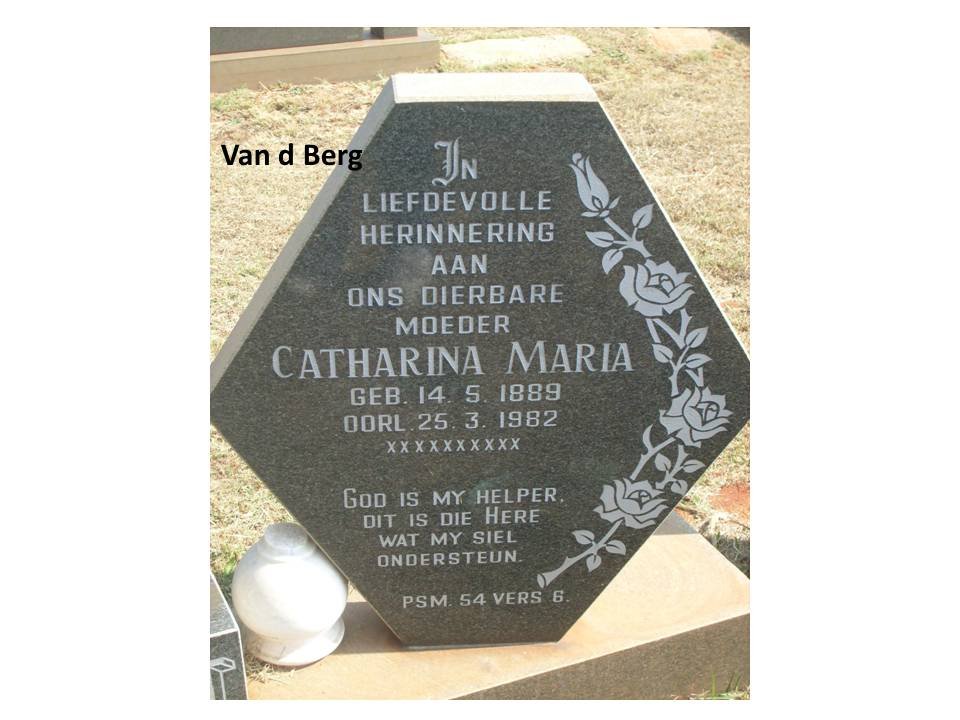 BERG Catharina Maria, v.d. 1889-1982