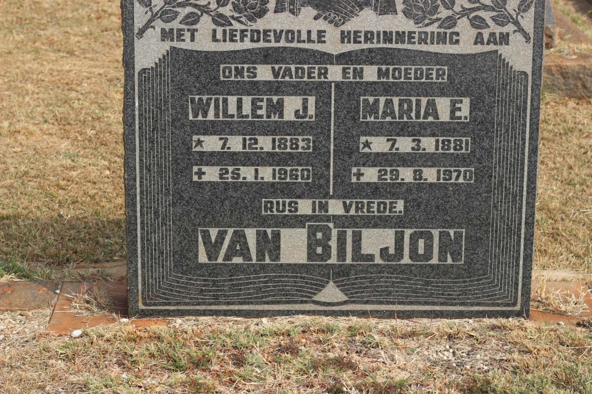 BILJON Willem J., van 1883-1960 &amp; Maria E. 1881-1970