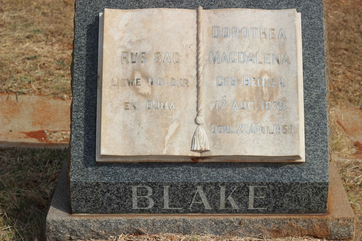 BLAKE Dorothea Magdalena nee BECKER 1879-1958