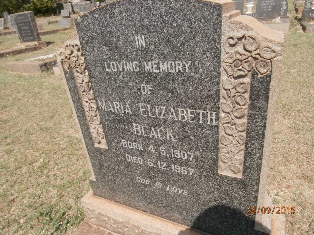 BLACK Maria Elizabeth 1907-1967