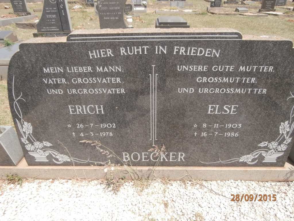 BOECKER Erich 1902-1978 &amp; Else 1903-1986