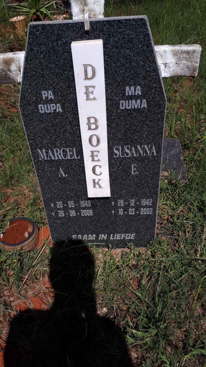 BOECK Marcel A., de 1940-2009 &amp; Susanna E. 1942-2002