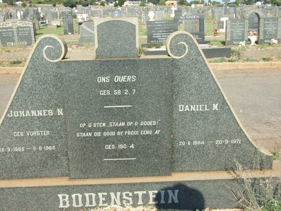 BODENSTEIN Daniel M. 1884-1971 &amp; Johannes N. VORSTER 1885-1965