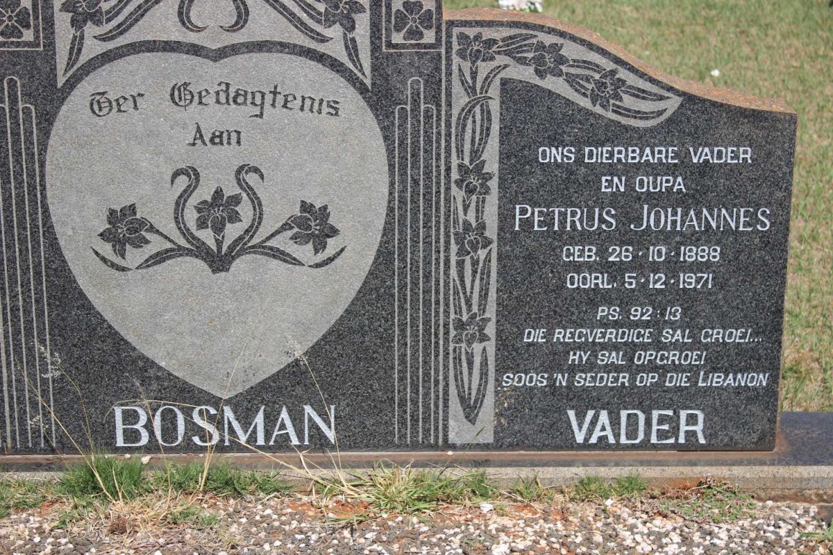 BOSMAN Petrus Johannes 1888-1971