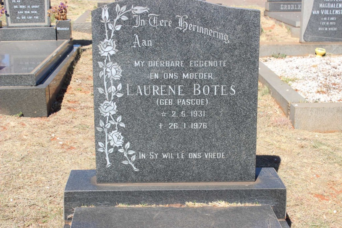 BOTES Laurene nee PASCOE 1931-1976
