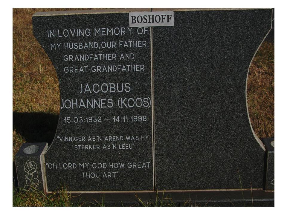 BOSHOFF Jacobus Johannes 1932-1998
