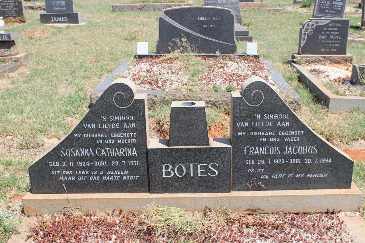 BOTES Francois Jacobus 1923-1994 &amp; Susanna Catharina 1924-1971