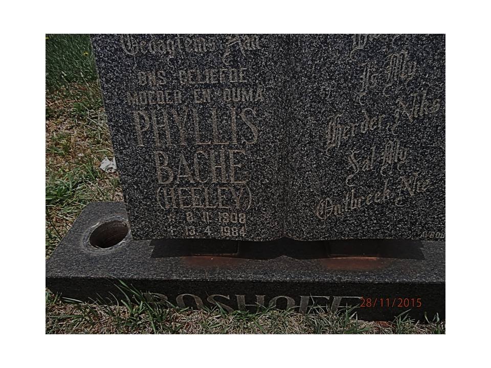 BOSHOFF Phyllis Bache nee HEELEY 1908-1984