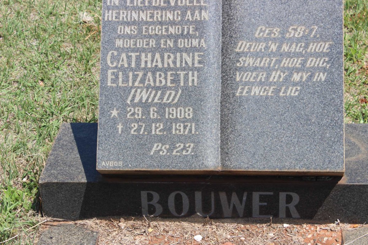 BOUWER Catharine Elizabeth nee WILD 1908-1971