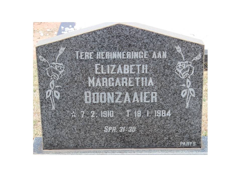 BOONZAAIER Elizabeth Margaretha 1910-1984