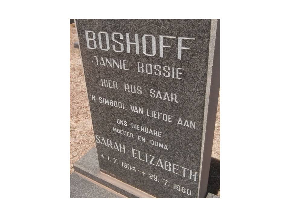 BOSHOFF Sarah Elizabeth 1904-1980