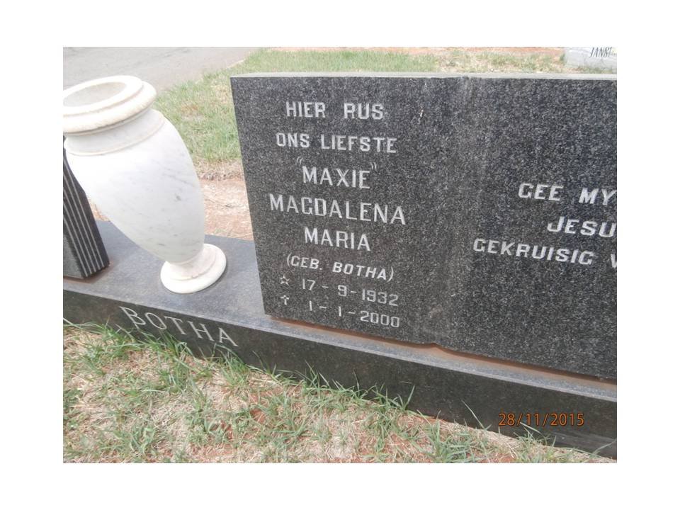 BOTHA Magdalena Maria nee BOTHA 1932-2000
