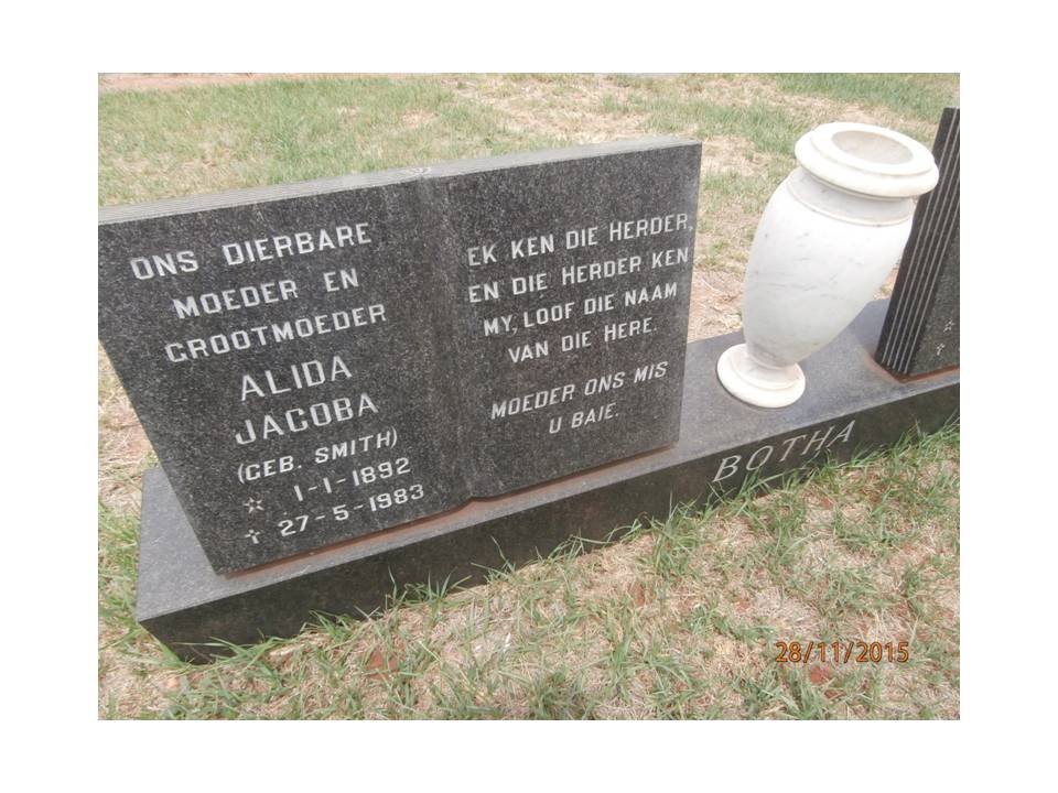 BOTHA Alida Jacoba nee SMITH 1892-1983