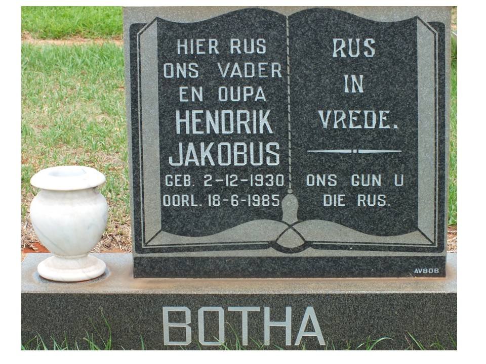 BOTHA Hendrik Jakobus 1930-1985