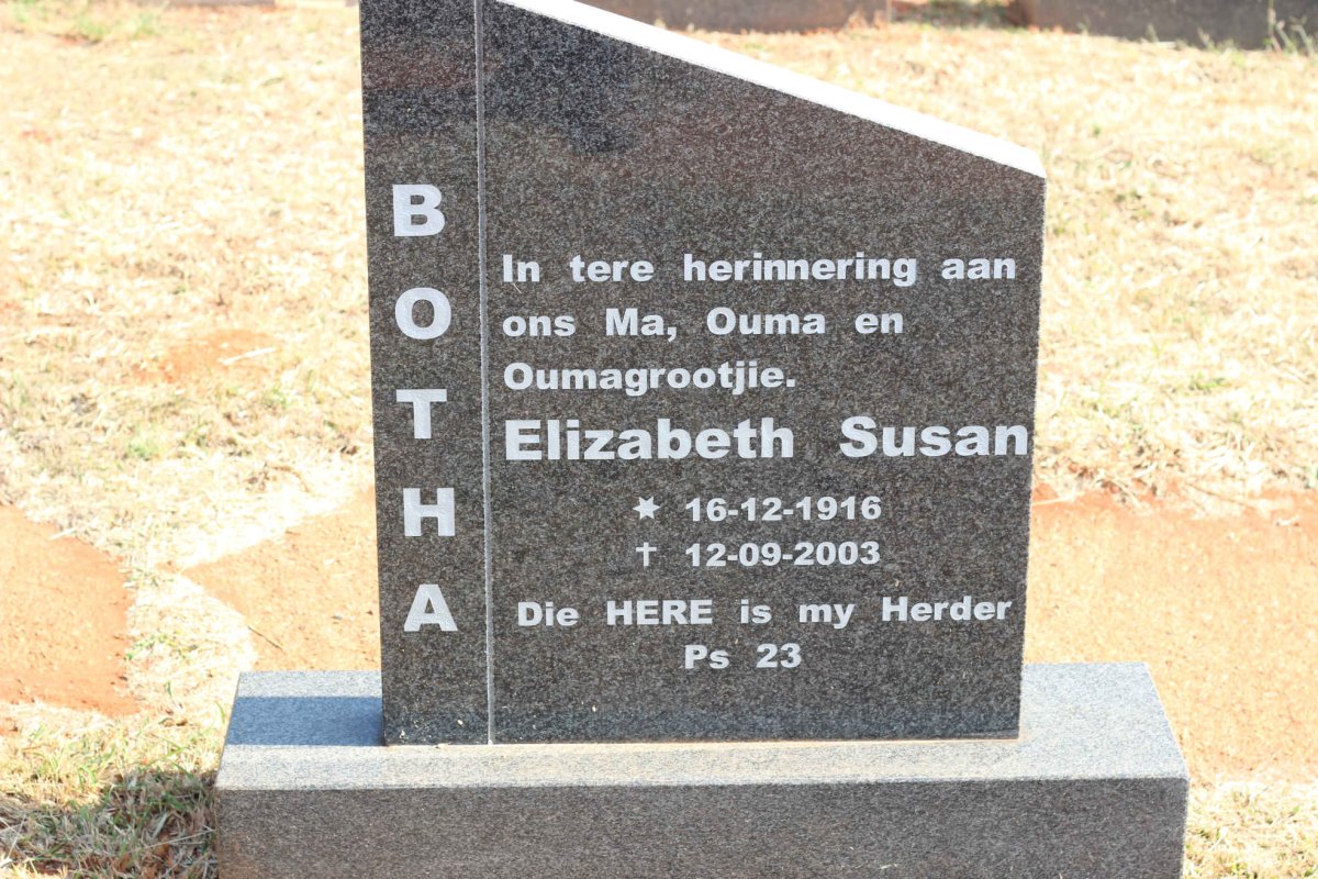 BOTHA Elizabeth Susan 1916-2003