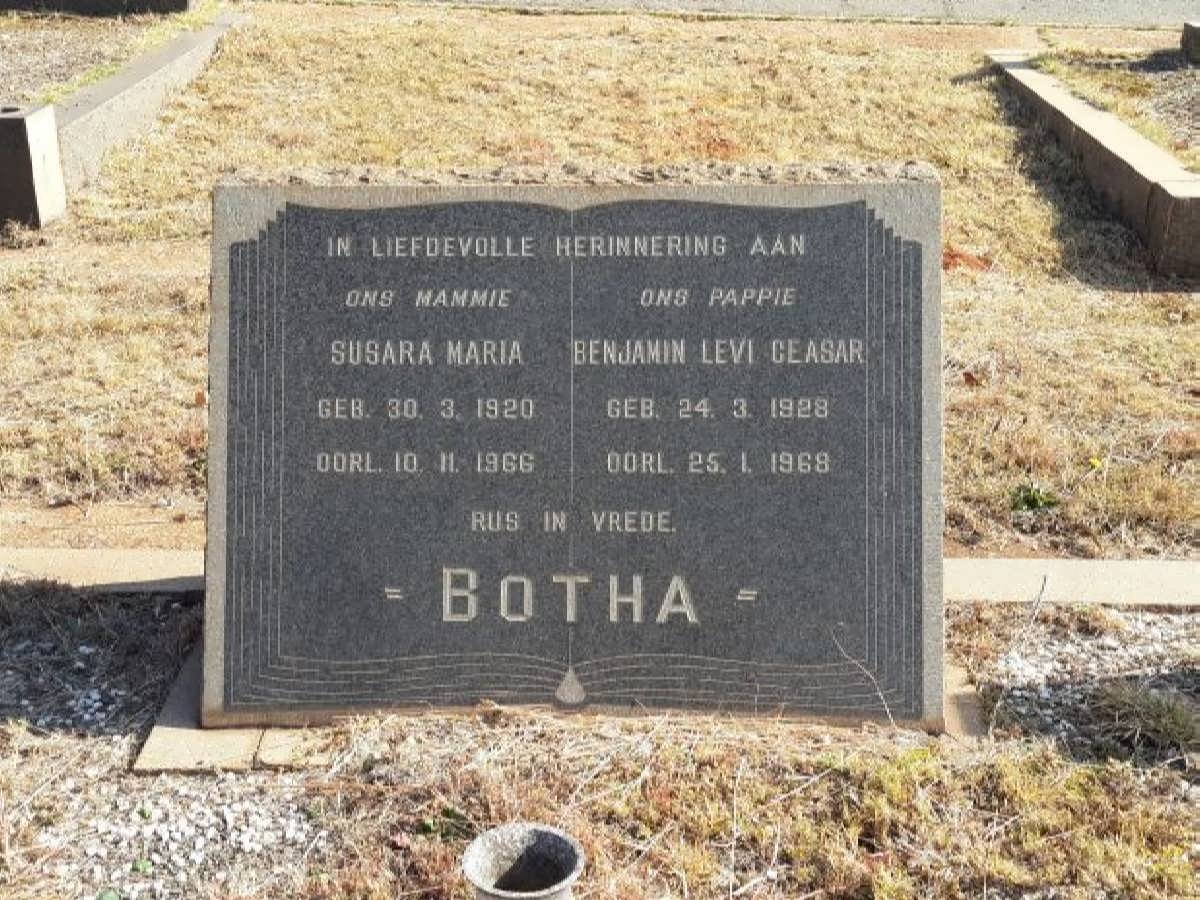 BOTHA Benjamin Levi Ceasar 1928-1968 &amp; Susara Maria 1920-1966