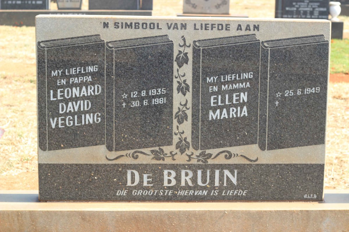 BRUIN Leonard David Vegling, de 1935-1981 &amp; Ellen Maria 1949-