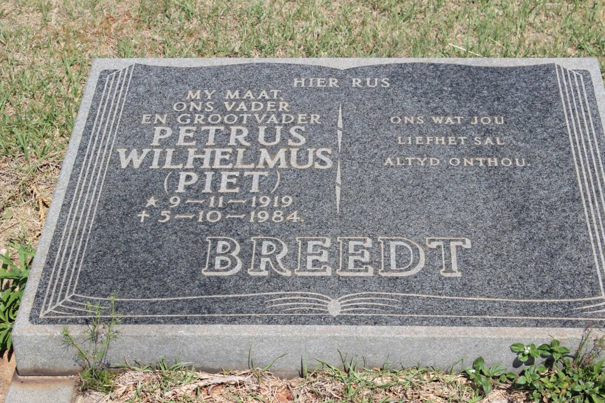 BREEDT Petrus Wilhelmus 1919-1984