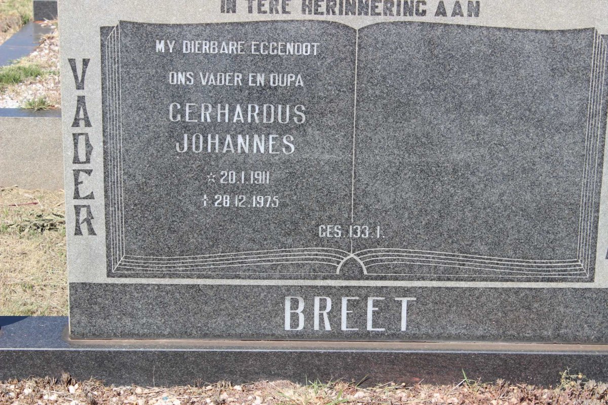 BREET Gerhardus Johannes 1911-1975