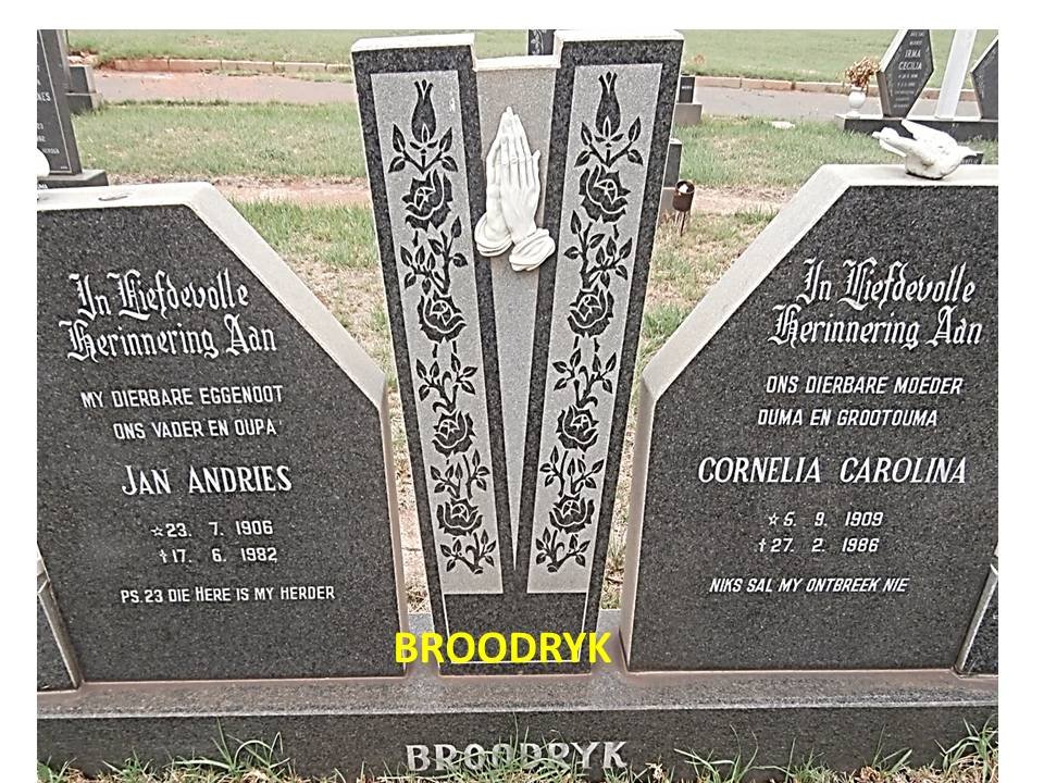 BROODRYK Jan Andries 1906-1982 &amp; Cornelia Carolina 1909-1986