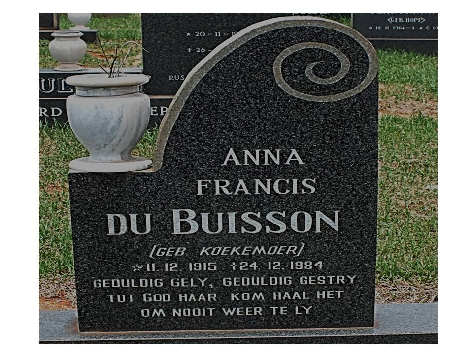 BUISSON Anna Francis, du nee KOEKEMOER 1915-1984