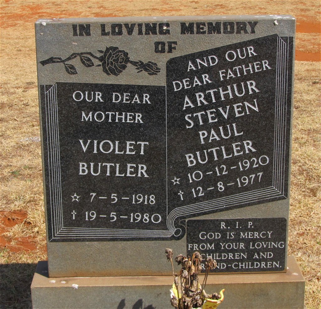 BUTLER Arthur Steven Paul 1920-1977 &amp; Violet 1918-1980