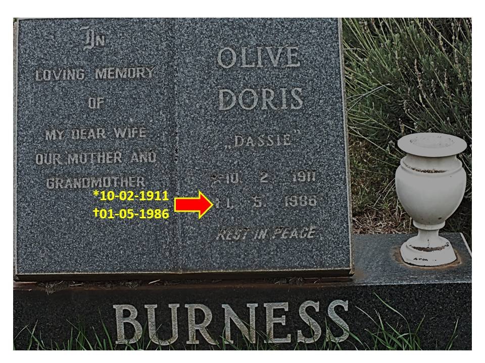BURNESS Olive Doris 1911-1986
