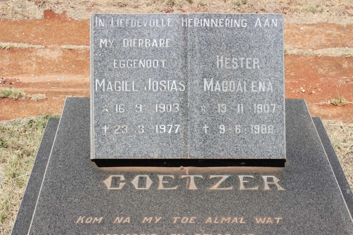 COETZER Magiel Josias 1903-1977 &amp; Hester Magdalena 1907-1988
