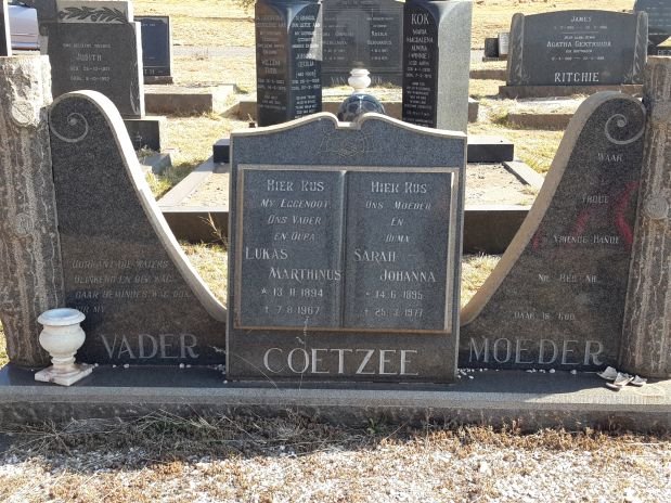 COETZEE Lukas Marthinus 1894-1967 &amp; Sarah Johanna 1895-1977