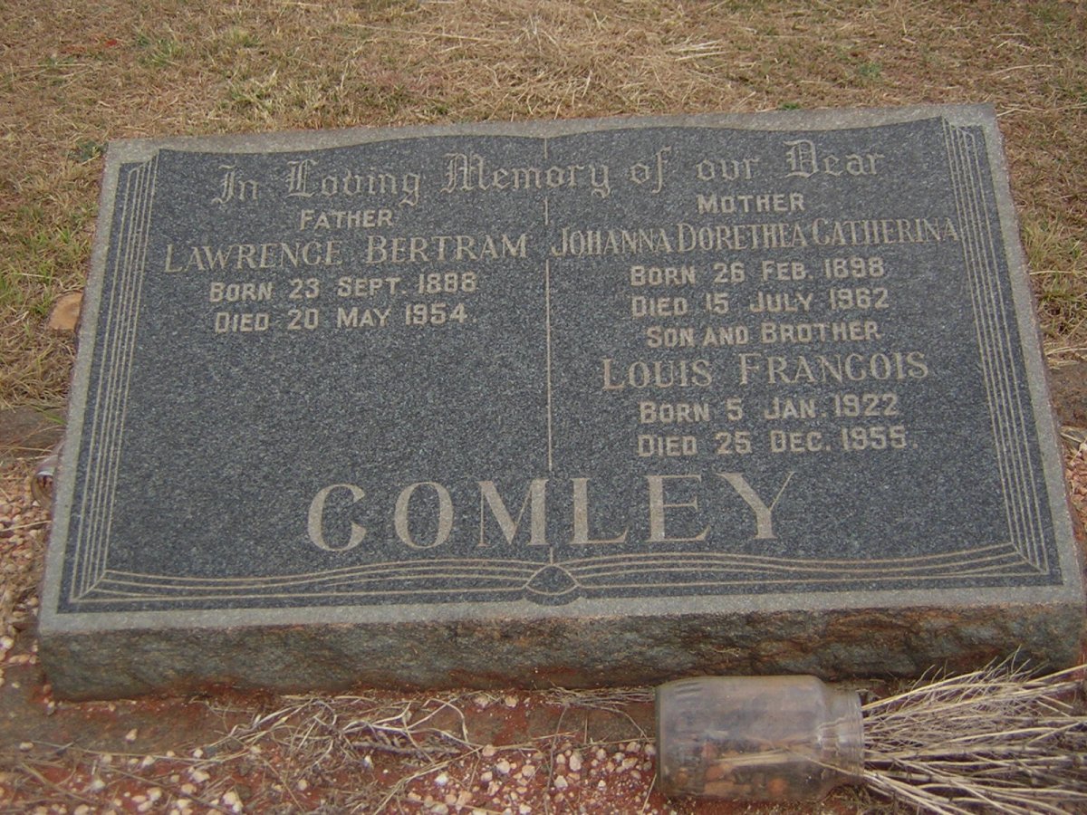 COMLEY Lawrence Bertram 1888-1954 &amp; Johanna Dorethea Catherina 1898-1962 :: COMLEY Louis Francois 1922-1955