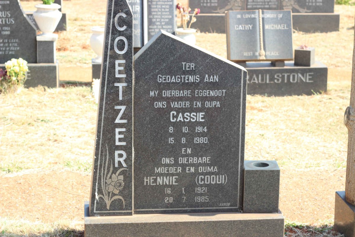 COETZER Cassie 1914-1980 Hennie COQUI 1921-1985
