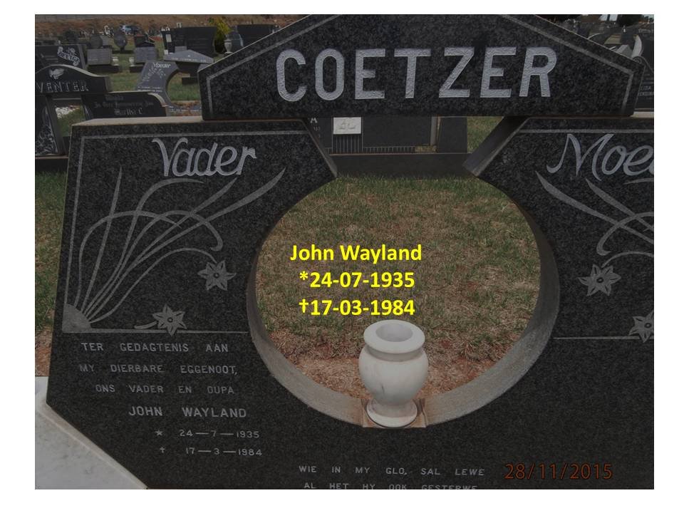 COETZER John Wayland 1935-1984