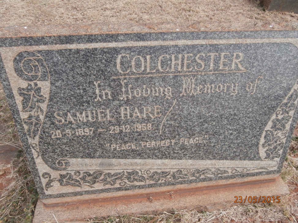 COLCHESTER Samuel Hare 1897-1958