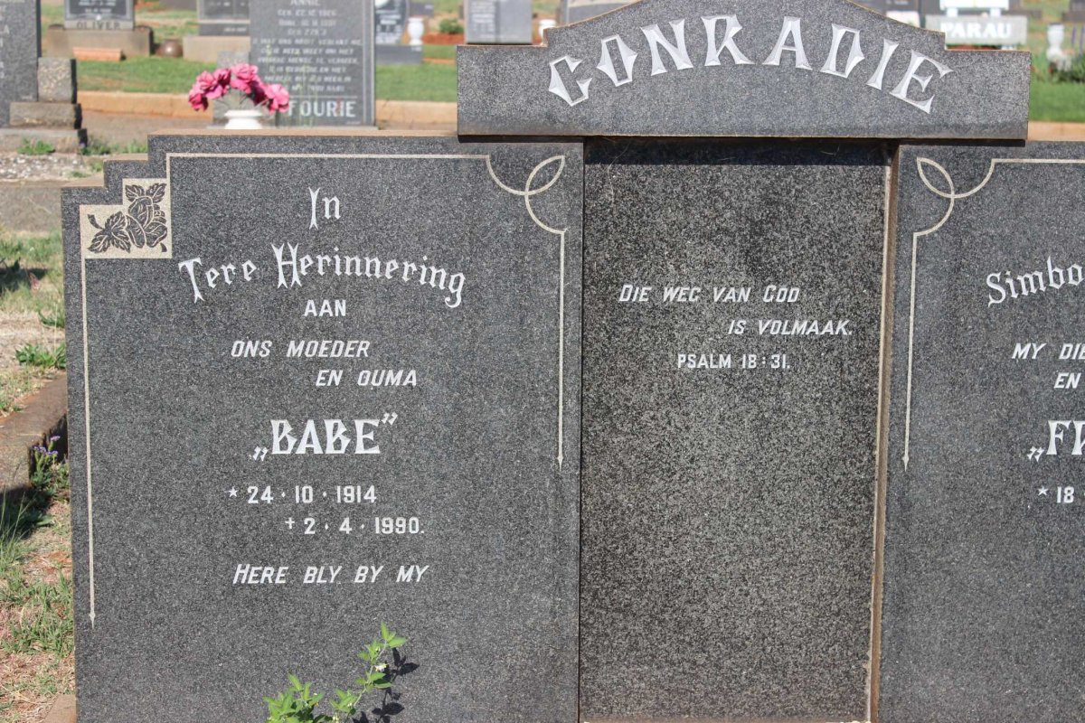 CONRADIE Freddie 1913-1962 &amp; Babe 1914-1990