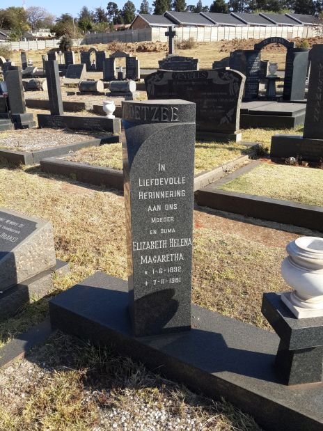 COETZEE Elizabeth Helena Margaretha 1892-1981