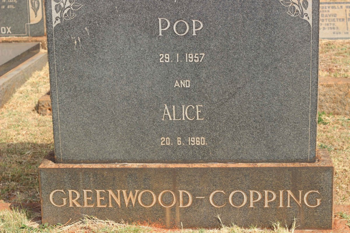 COPPING Pop, GREENWOOD -1957 &amp; Alice -1960