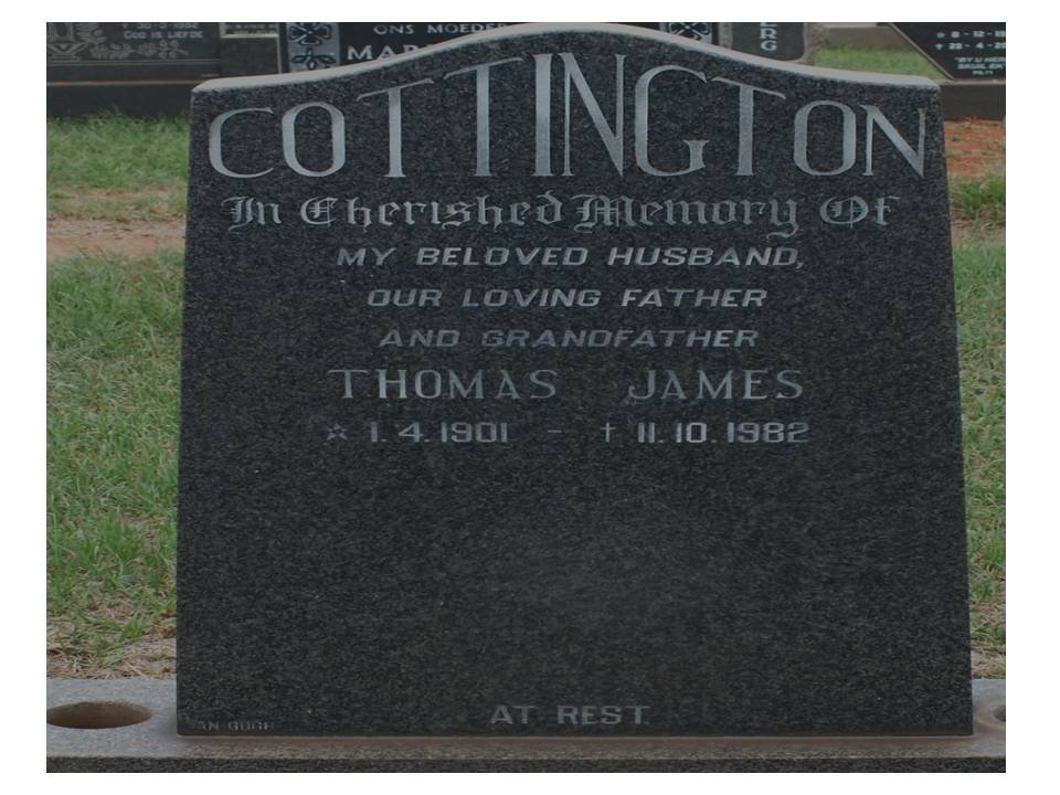 COTTINGTON Thomas James 1901-1982