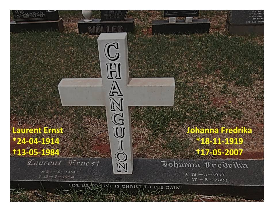 CHANGUION Laurent Ernest 1914-1984 &amp; Johanna Fredrika 1919-2007