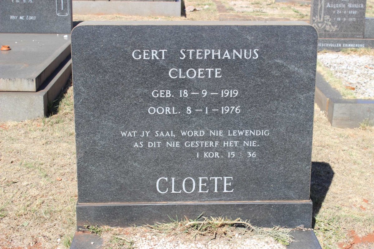 CLOETE Gert Stephanus 1919-1976