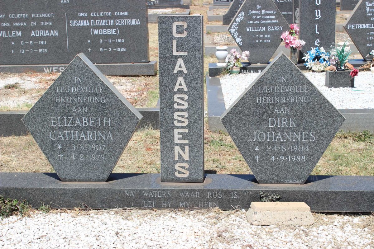 CLAASSENS Dirk Johannes 1904-1988 &amp; Elizabeth Catharina 1907-1979