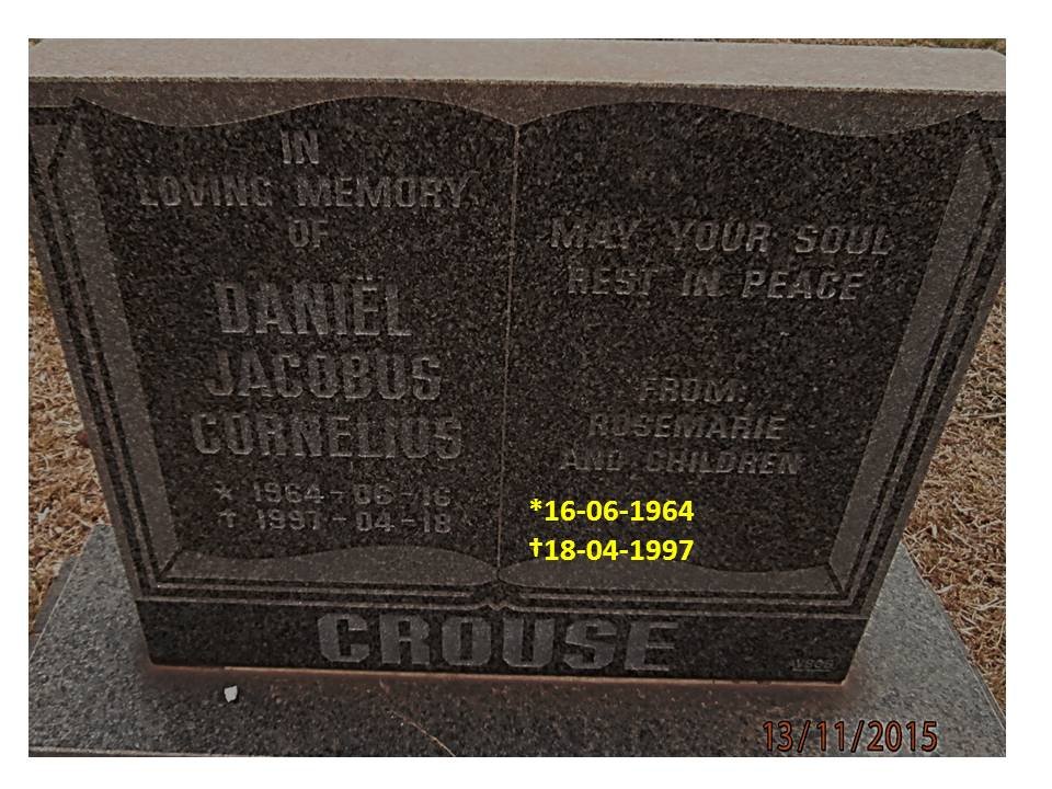 CROUSE Daniël Jacobus Cornelius 1964-1997