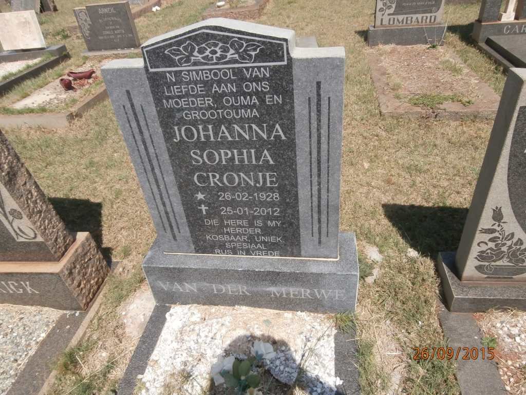 CRONJE Johanna Sophia 1928-2012