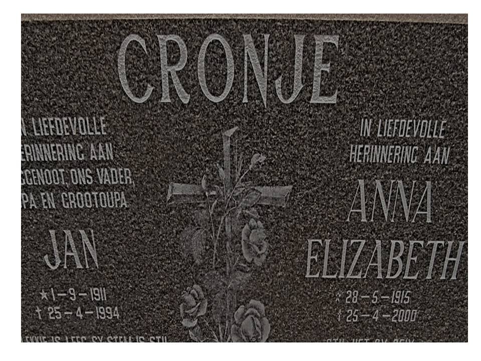 CRONJE Jan 1911-1994 &amp; Anna Elizabeth 1915-2000