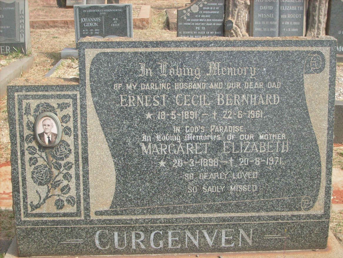 CURGENVEN Ernest Cecil Bernhard 1891-1961 &amp; Margaret Elizabeth 1898-1971