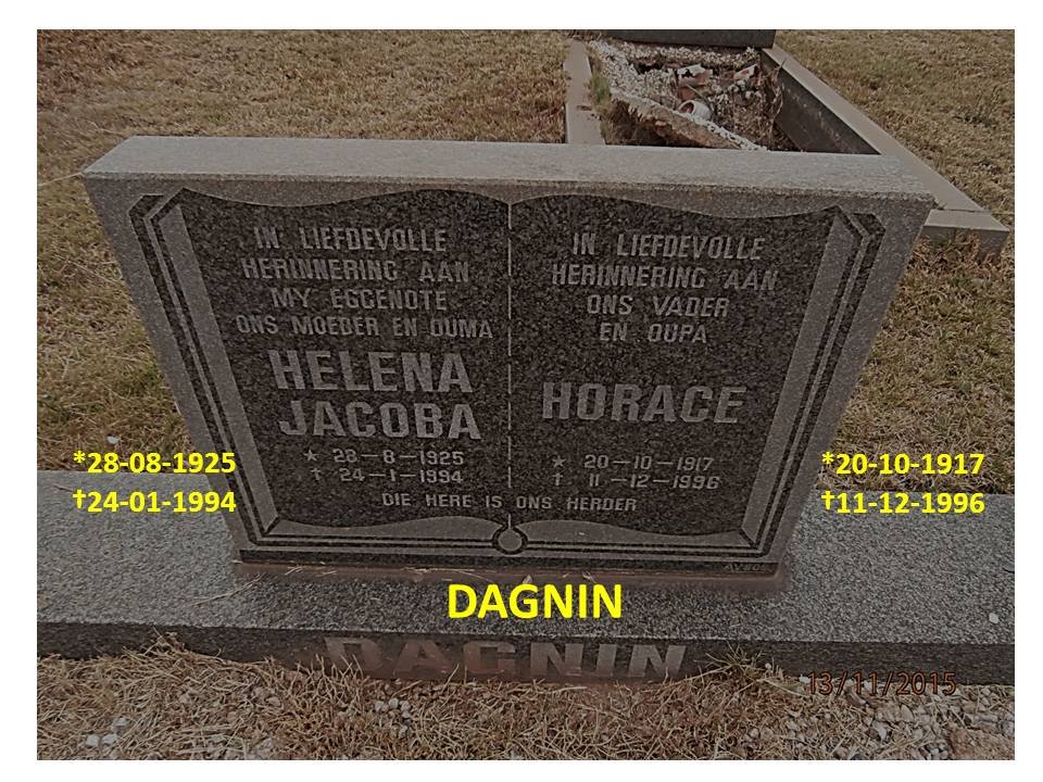 DAGNIN Horace 1917-1996 &amp; Helena Jacoba 1925-1994