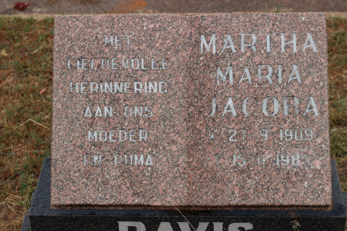 DAVIS Martha Maria Jacoba 1909-1985