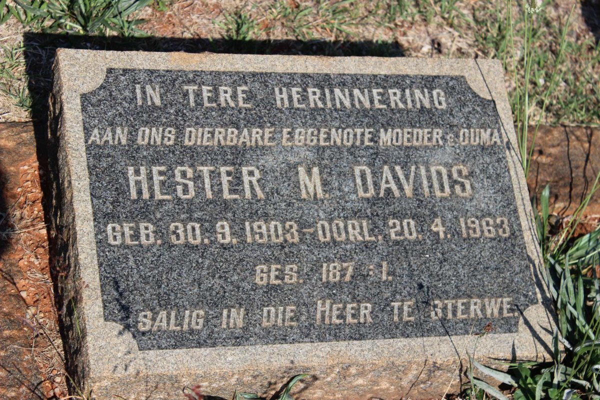 DAVIDS Johannes J. 1896-1982 &amp; Hester M. 1903-1963