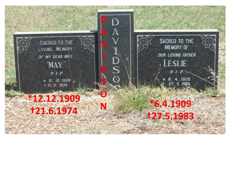 DAVIDSON Leslie 1909-1983 &amp; May 1909-1974