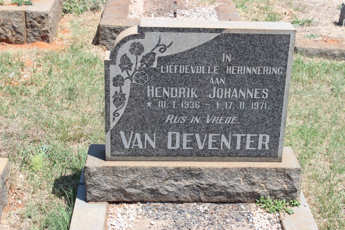 DEVENTER Hendrik Johannes, van 1936-1971